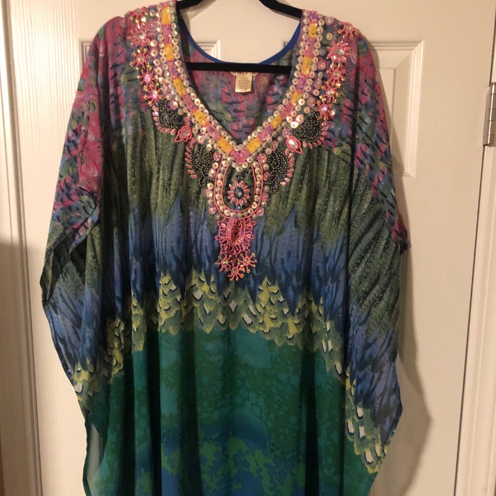 Embellished Beaded Multicolor Caftan